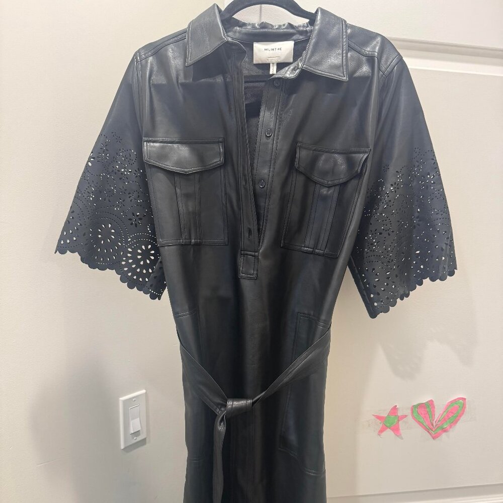 Munthe Black Leather Dress Size 40